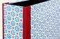 Preview: Red and blue file folder with fine stamp flowers